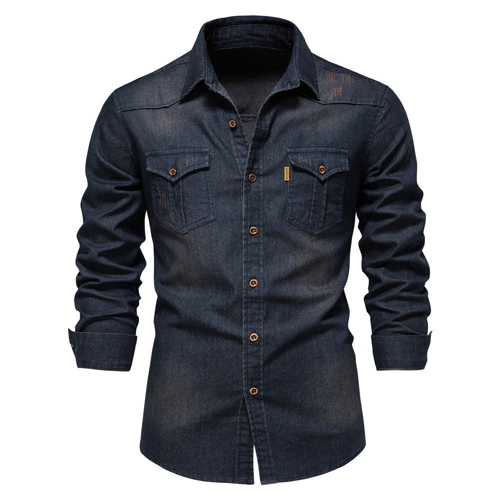 Heren Denim Overhemd | Casual & Slim Fit | Katoen met Stretch