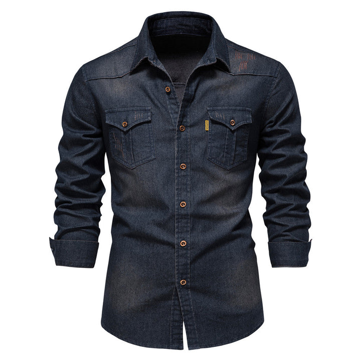 Heren Denim Overhemd | Casual & Slim Fit | Katoen met Stretch
