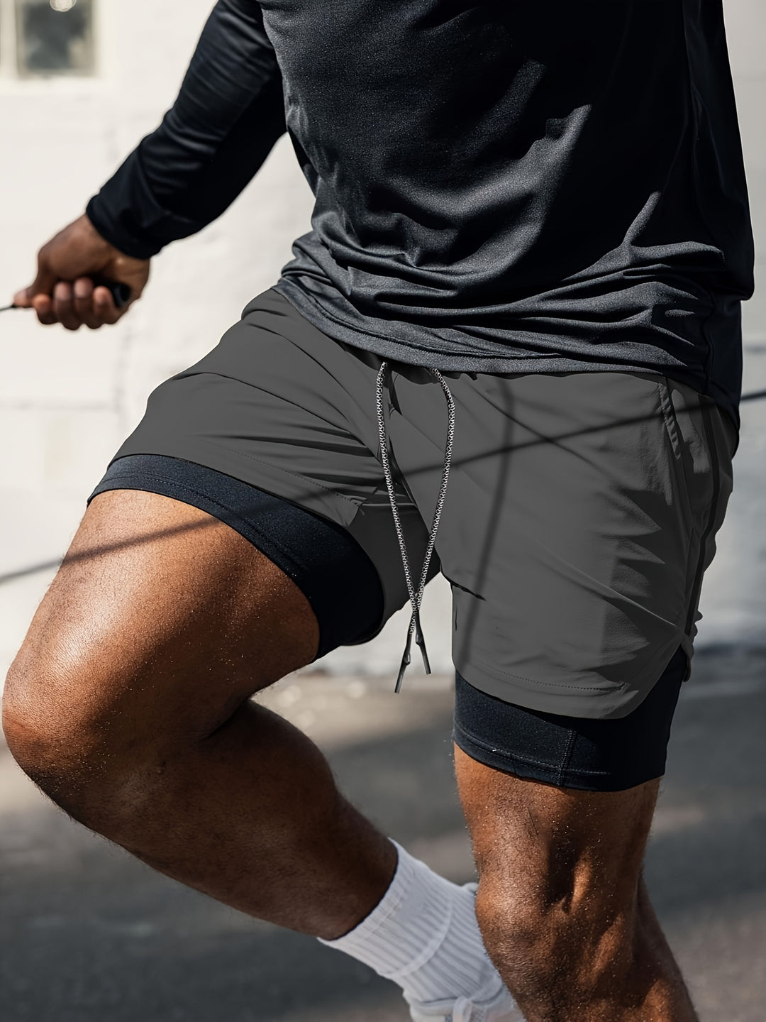 Heren 2-in-1 Sportshorts | Licht & Elastisch | Dubbellaagse Workoutshort | Zomer