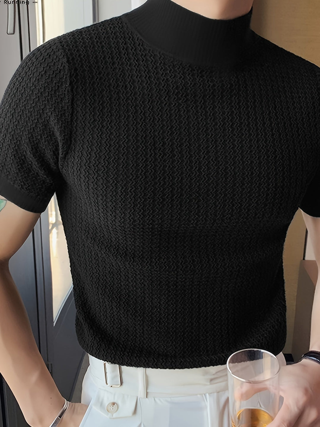 Heren T-Shirt | Slimfit | Hoge Kraag | Zomer