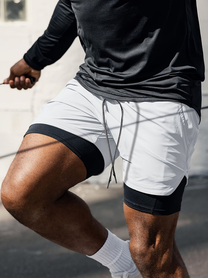 Heren 2-in-1 Sportshorts | Licht & Elastisch | Dubbellaagse Workoutshort | Zomer
