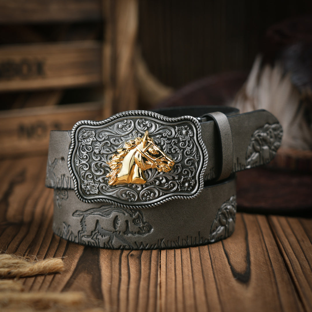 Heren Riem | Western Stijl | Vegan Leder & Duurzame Gesp | Veelzijdig Design