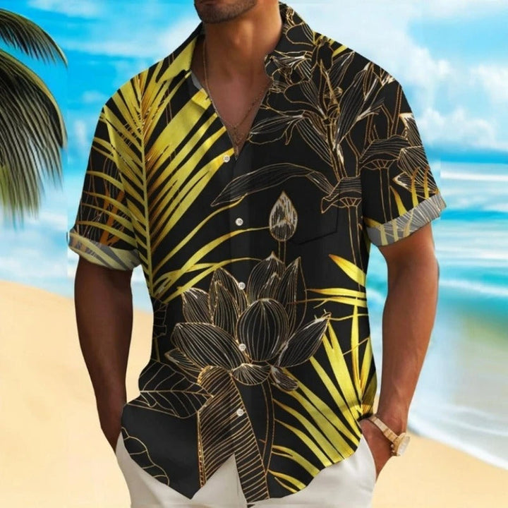 Heren Shirt | Korte Mouw | Tropical Palm Print | Zomer