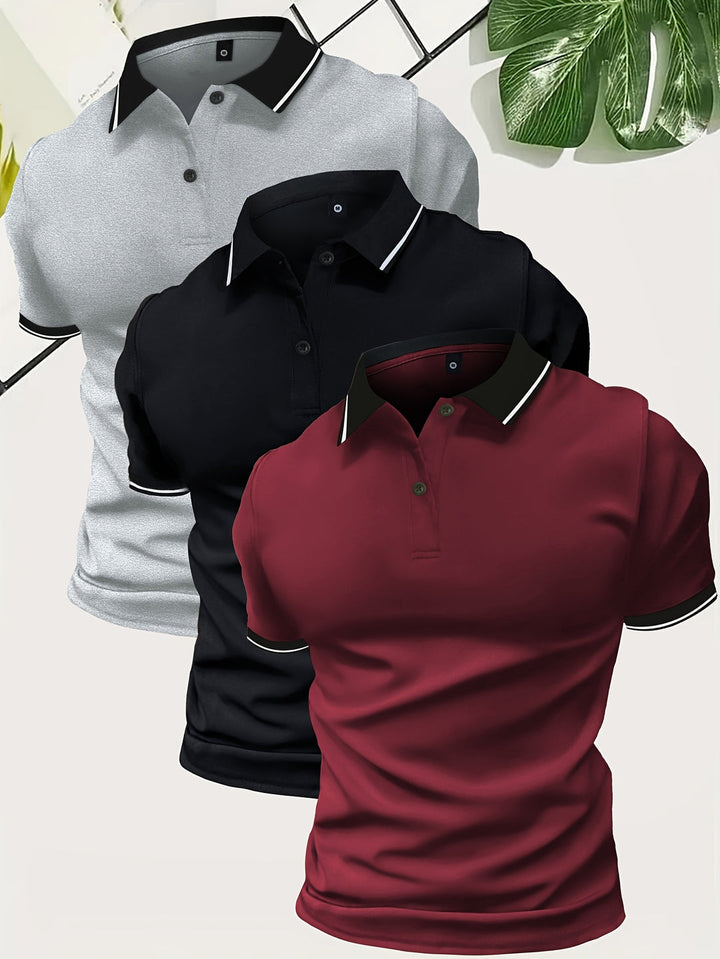 Heren 3 stuks Polo Shirt  | Casual & Effen Kleur | Lichtgewicht Polyester | Korte Mouw