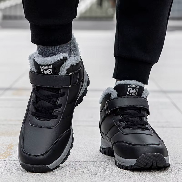 Mishansha Winterschoenen voor heren, gevoerd, warme winterlaarzen voor dames, waterdichte enkellaarzen, zwart, 48 EU Mishansha Winterschoenen voor heren, gevoerd, warme winterlaarzen voor dames, waterdichte enkellaarzen, zwart, 48 EU