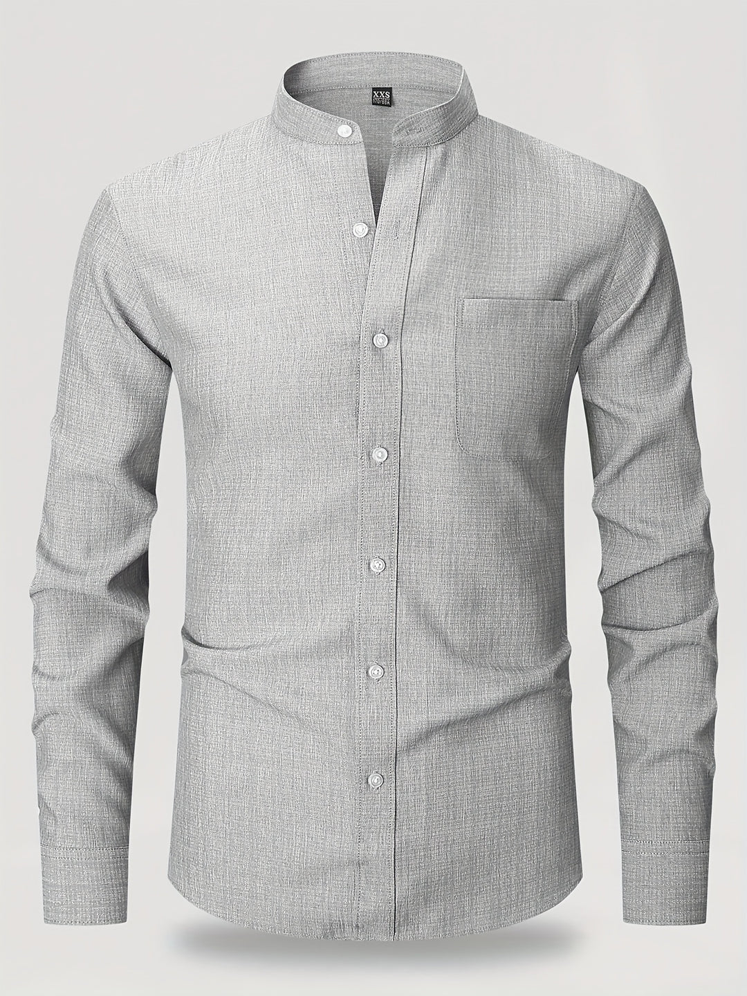 Heren Overhemd | Effen Kleur & Ronde Hals | Lange Mouwen & Casual Zakelijk