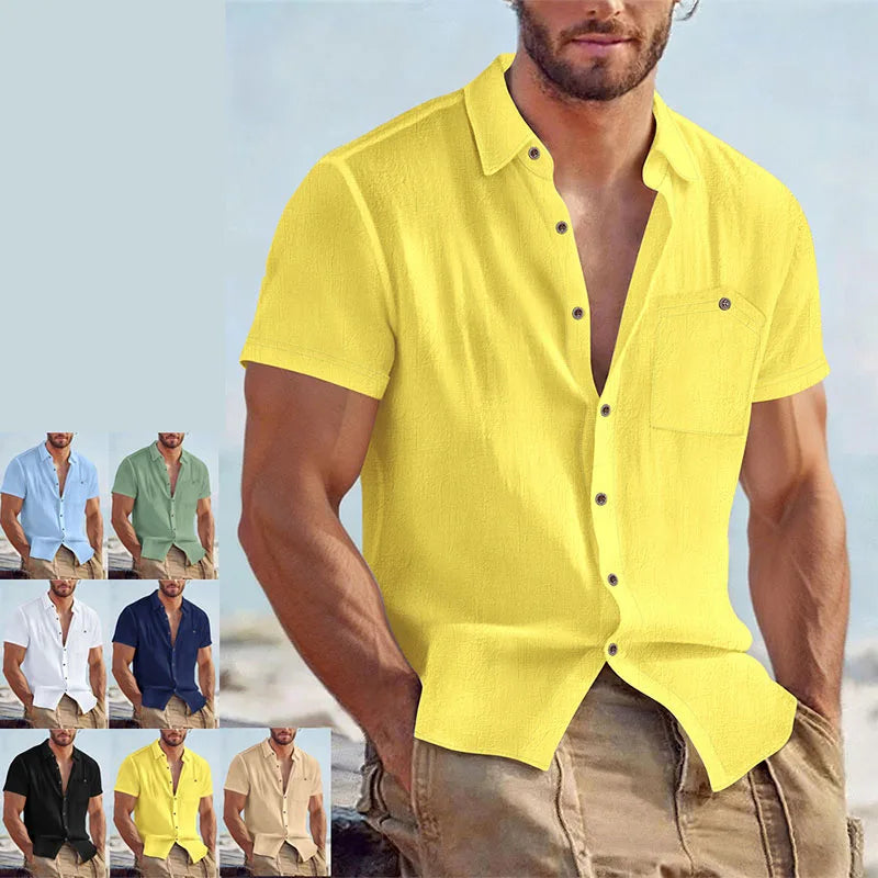 Heren Shirt | Slimfit | Korte Mouw Met Knoopjes | Zomer