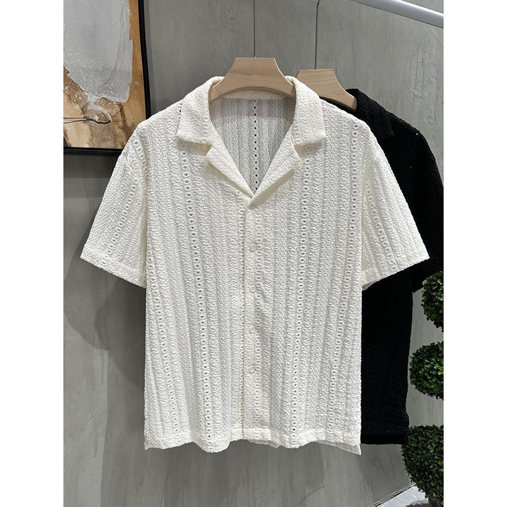 Heren Zomer Overhemd | Uitsparingen & Korte Mouwen | Trendy & Luchtig