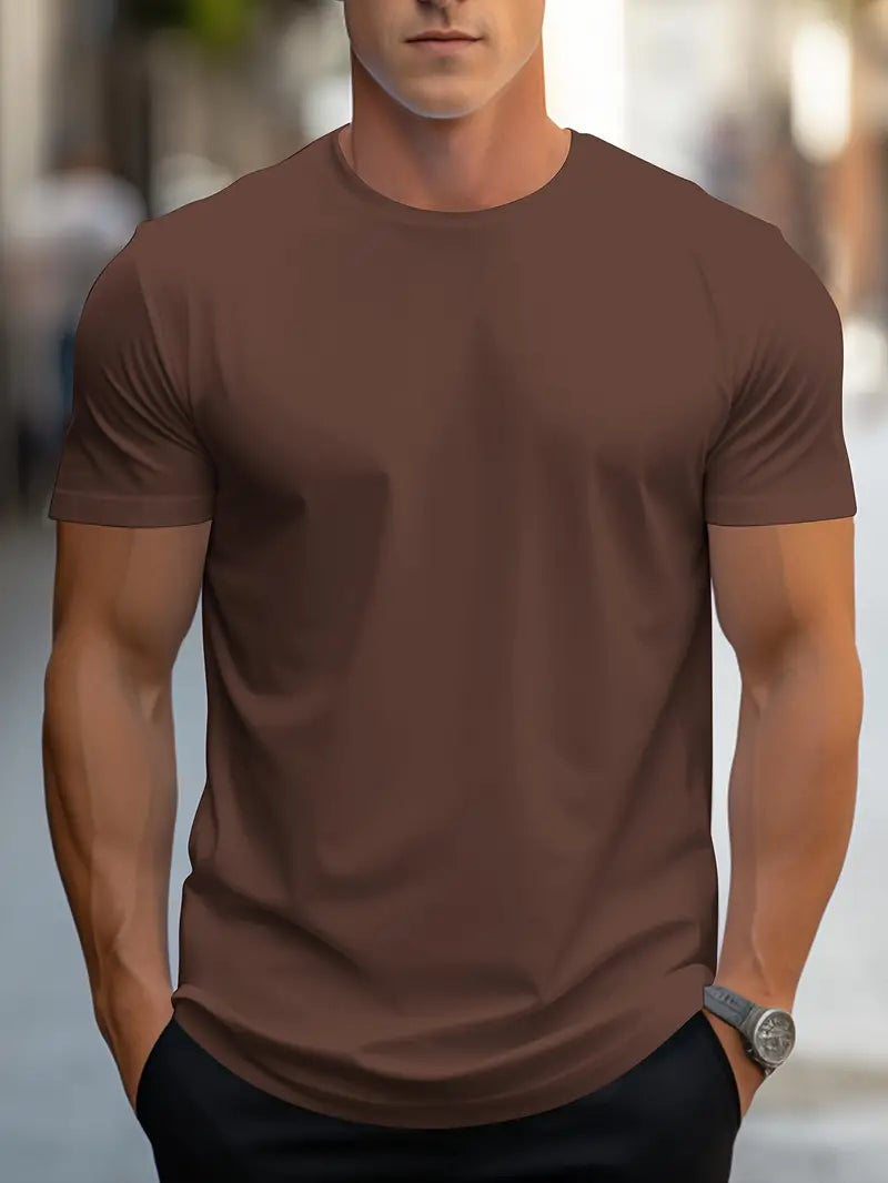 Heren T-Shirt | Effen Kleur & Ronde Hals | Los Model Streetwear | Polyester