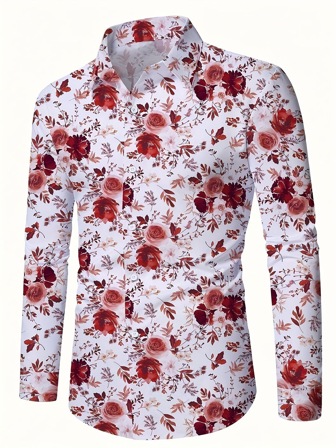 Heren Overhemd | Bloemenprint | Lichtgewicht & Comfortabel | Lange Mouw & Kraag