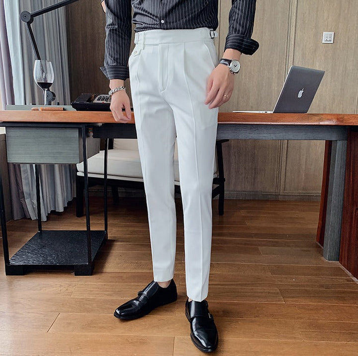 Heren Pantalon | Slim Fit | Smart Casual Engelse Stijl | Effen en Recht Model