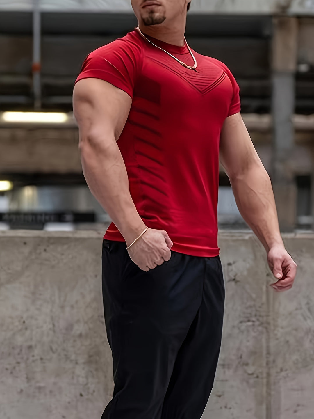 Heren T-shirt | Gestreept Design | Ademend & Rekbaar | Sportshirt Gym & Hardlopen
