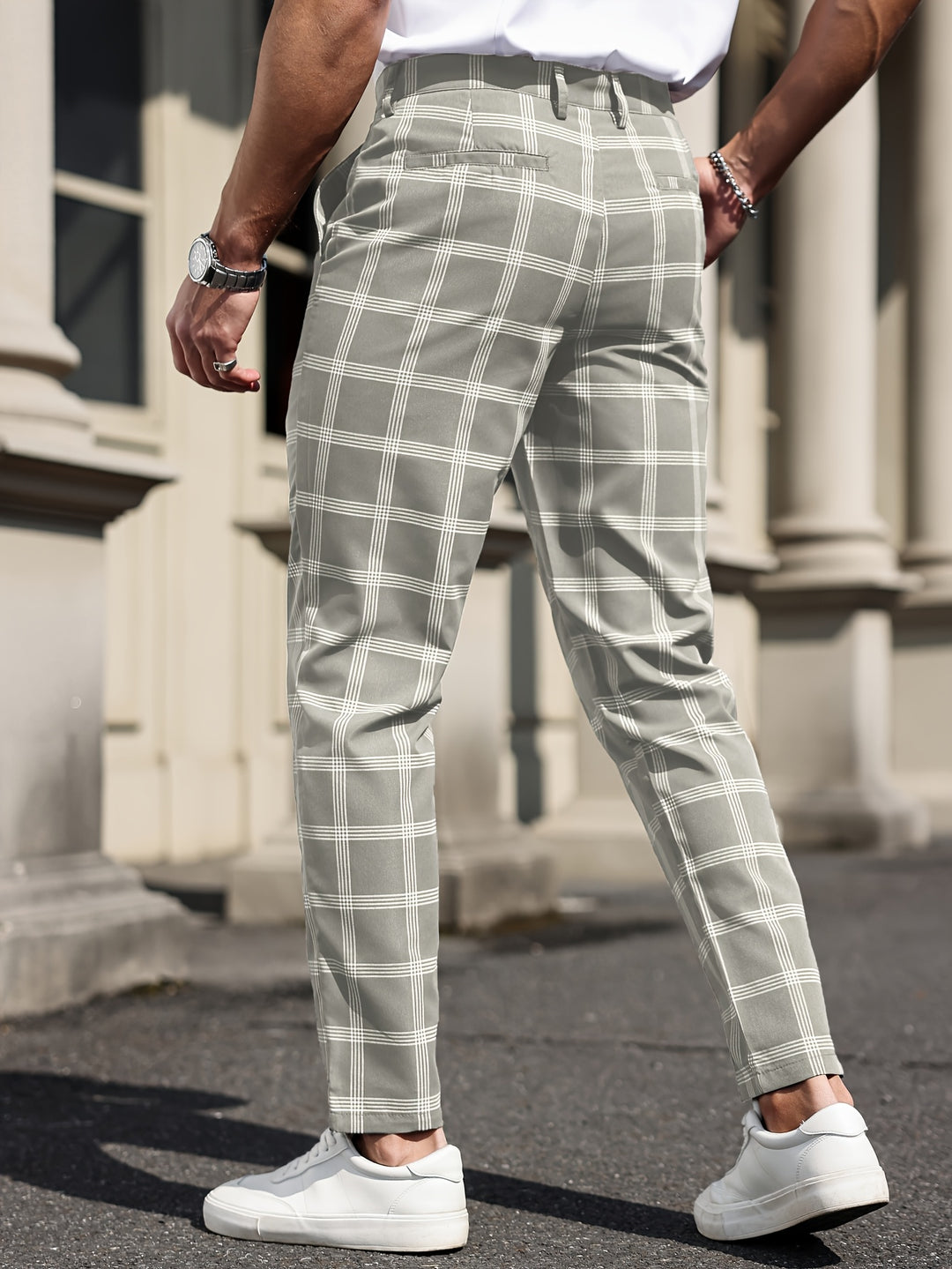 Heren Broek | Geruit Ontwerp | Rechte Pijp | Comfort & Zakken | Lente en Herfst