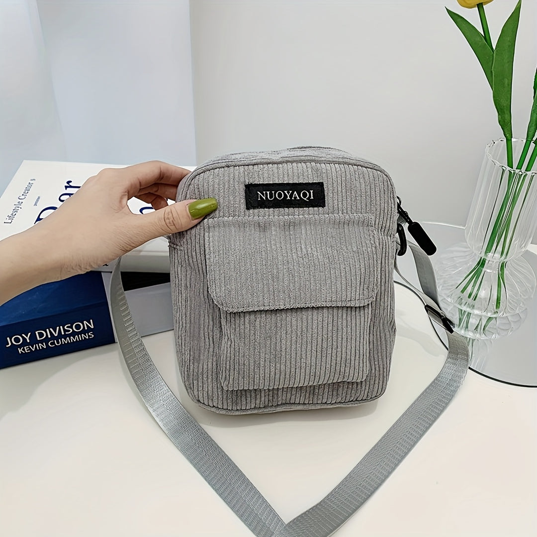 Heren Crossbody Tas | Ribfluweel | Meerdere Vakken & Verstelbare Band