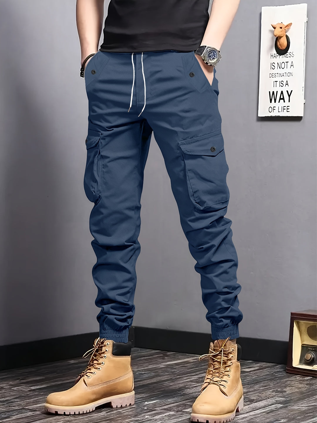 Heren Cargo Broek | Lichtgewicht & Effen Kleur | Meerdere Zakken