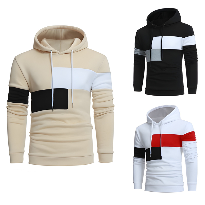 Sweater Heren | Sportieve Hoodie | Colorblock Design & Warm Kleding