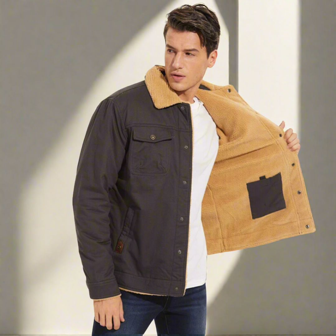 Teddy-fleece gevoerde herenjas voor ultieme warmte en stijlvol comfort | Mason