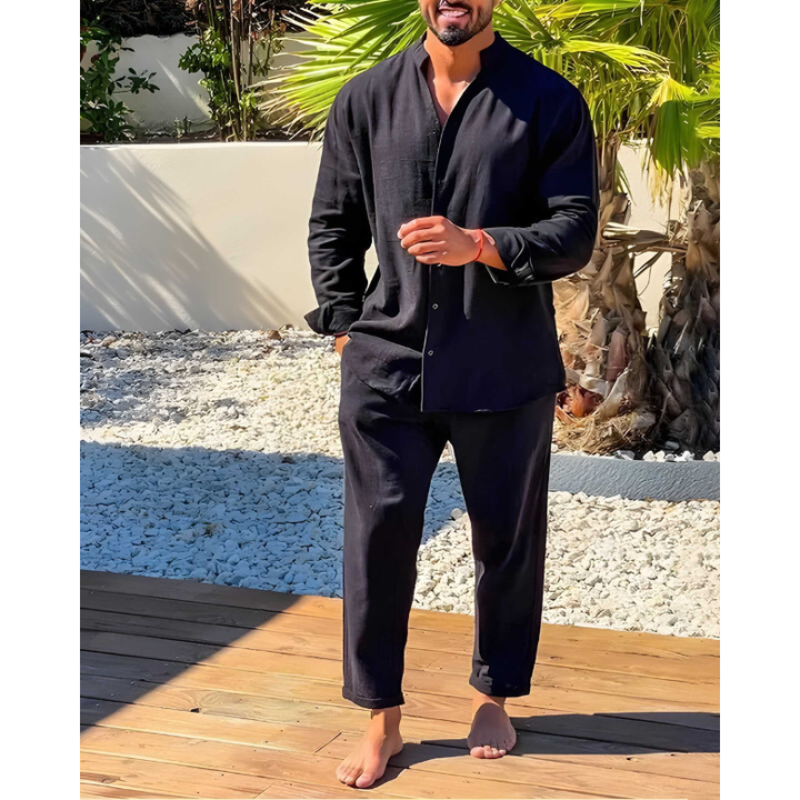 Heren set | Overhemd met Opstaande Kraag och Broek | Kleding Heren