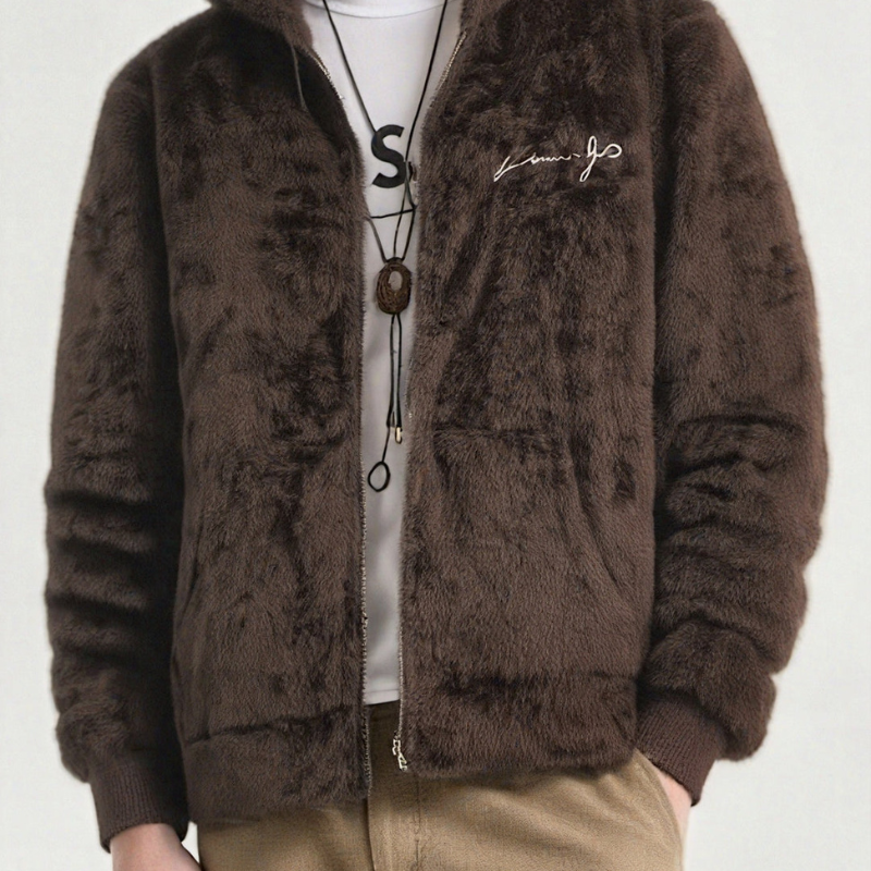 Winterjas Heren | Hoodie Jas met Rits | Geborduurd Design & Warme Voering