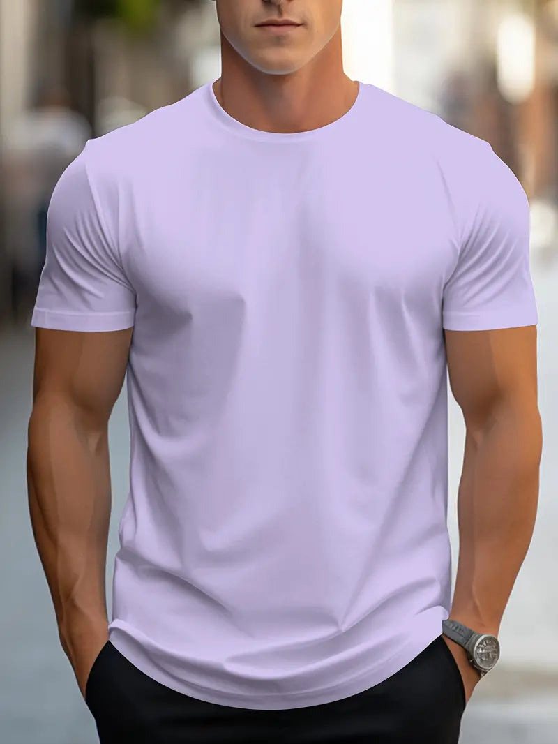 Heren T-Shirt | Effen Kleur & Ronde Hals | Los Model Streetwear | Polyester