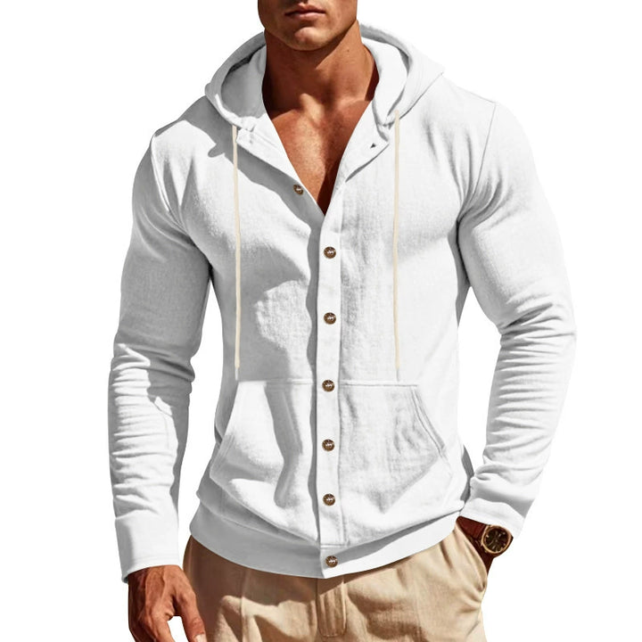 Heren Hoodie | Slimfit | Met Knoopjes | Capuchon