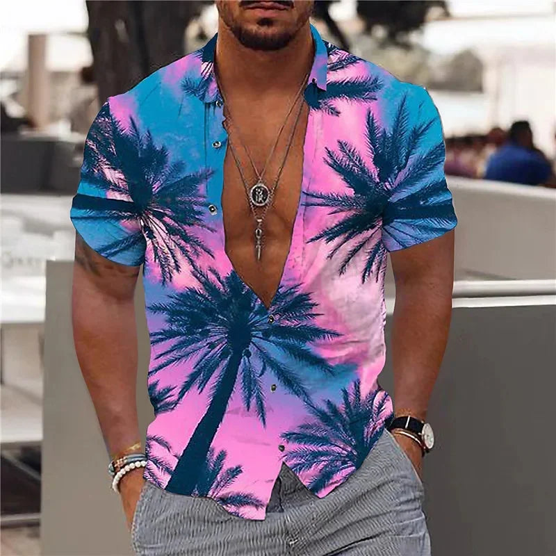 Heren Shirt | Korte Mouw | Tropical Print | Zomer