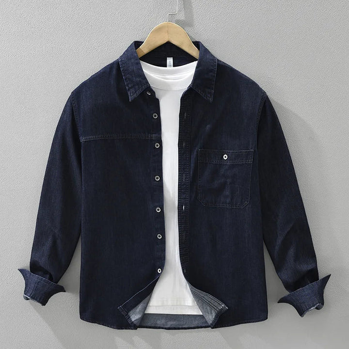 Heren Overhemd | Denim Overhemd | Knoopsluiting | Vrije Tijd