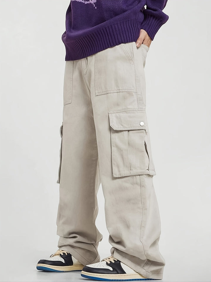 Heren Cargobroek | Elastische Taille & Meerdere Zakken | Duurzaam Polyester | Wandelen & Dagelijks Gebruik