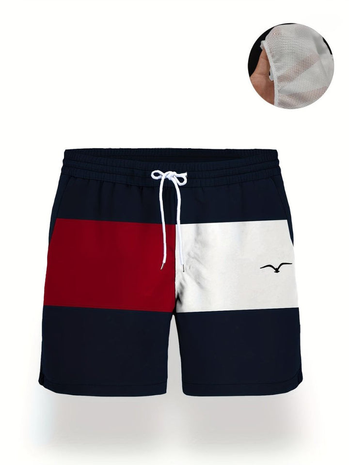 Heren Zwemshort | Kleurblokken & Zeemeerminprint | Sneldrogend | Mesh-Voering | Zomerstijl