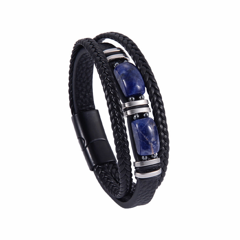 Heren Armband | 2-delig Tijgeroog & Gevlochten Design | Stoer & Stijlvol