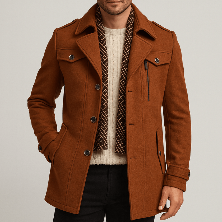 Winterjas Heren | Warme Mid-Length Jas | Klassiek Trenchcoat Design