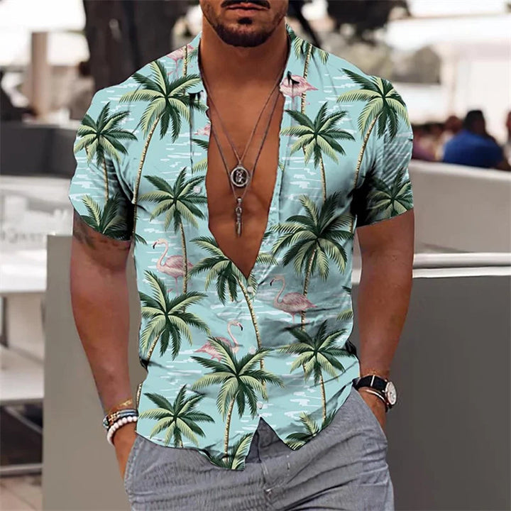 Heren Shirt | Botanische Print | Strandstijl | Zomer