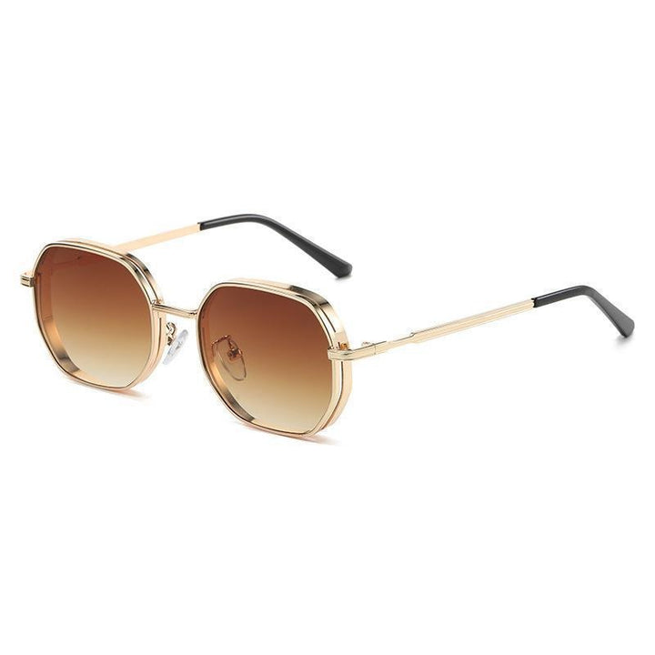 Heren Zonnebril | Hexagonaal Metalen Frame | Punk Stijl | Vintage & Uniek