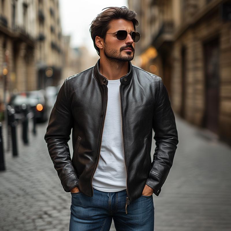 Jas Heren | Urban Tussenjas met Col Kraag | Faux Leather