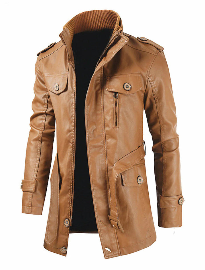 Heren Winterjas | PU Leren Jas | Lang Model & Zakken | Casual & Business