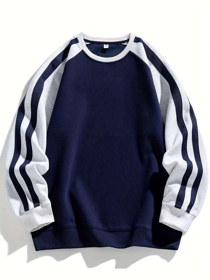 Heren Sweatshirt | Kleurblokken & Ronde Hals | Casual & Ademend | Streetwear
