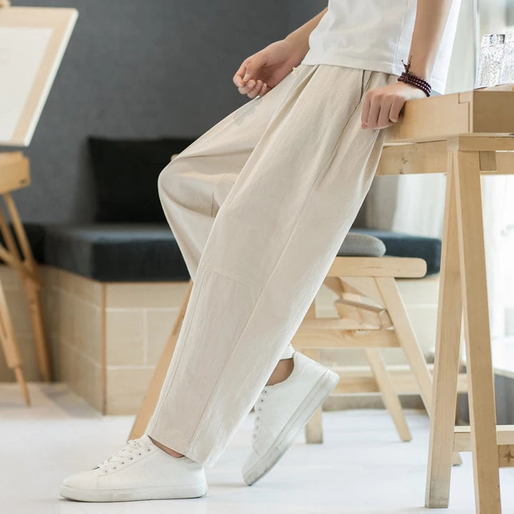 Heren Broek | Wijde Pijpen | Met Tailleband | Zomer