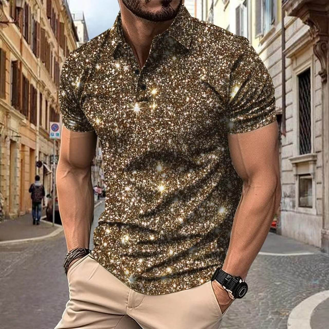 Heren Polo Shirt | Digitale Sterrenprint | Streetstyle & Zomerlook | Polyester