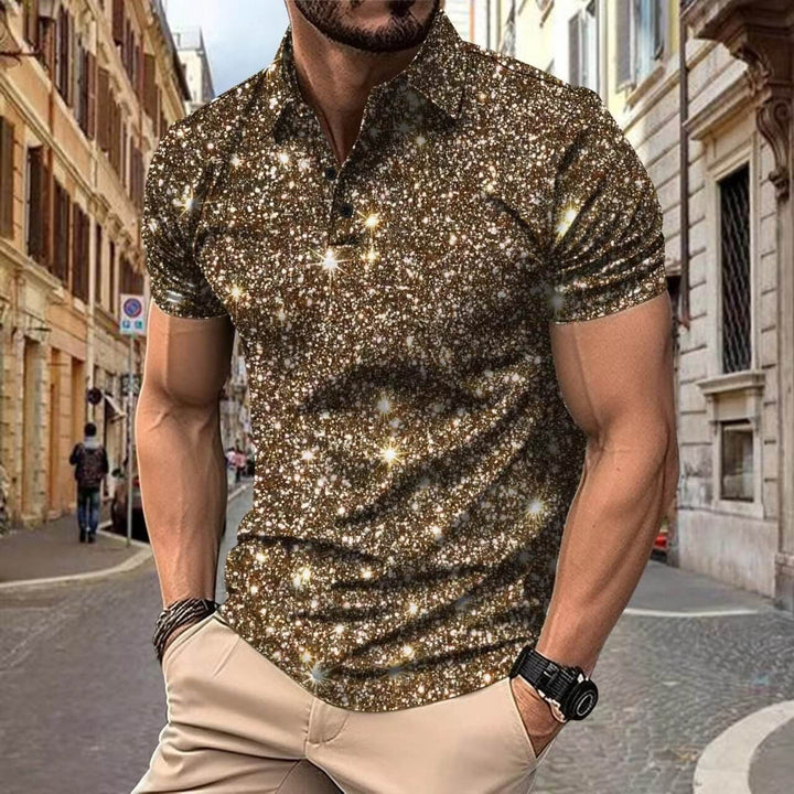 Heren Polo Shirt | Digitale Sterrenprint | Streetstyle & Zomerlook | Polyester
