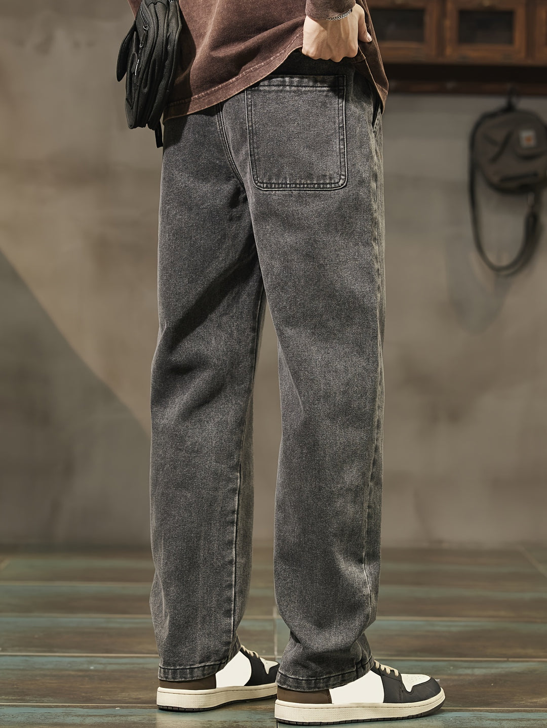 Heren Denim Broek | Gewassen Look & Trekkoord | Rechte Pijp met Zakken | Casual