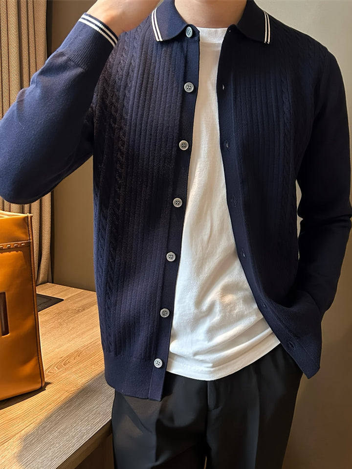 Heren Trui | Kabelgebreid & Lichtgewicht | Met Knopen & Casual Kraag | Najaar & Winter