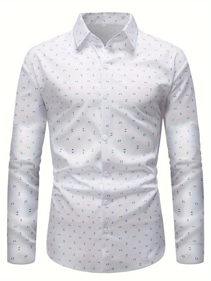 Heren Overhemd | Stippenprint & Comfortabel | Lange Mouw & Casual Stijl