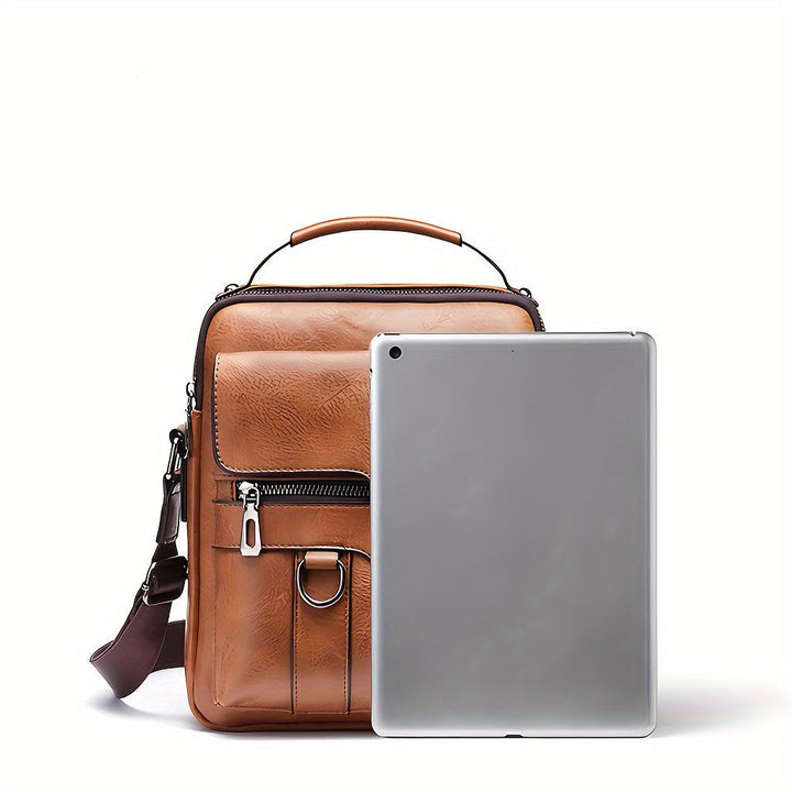 Heren Schoudertas | Vintage Crossbody | Meerdere Vakken | Verstelbare Band