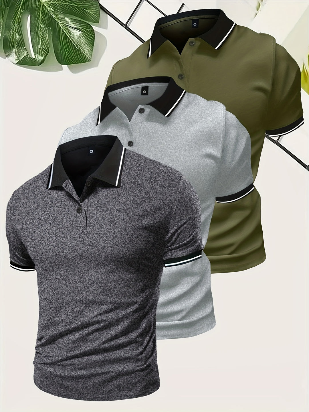 Heren 3 stuks Polo Shirt  | Casual & Effen Kleur | Lichtgewicht Polyester | Korte Mouw