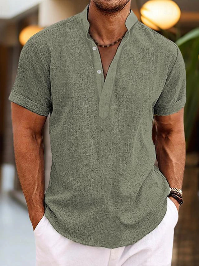 Heren Shirt | Straight | Opstaande Kraag | Zomer