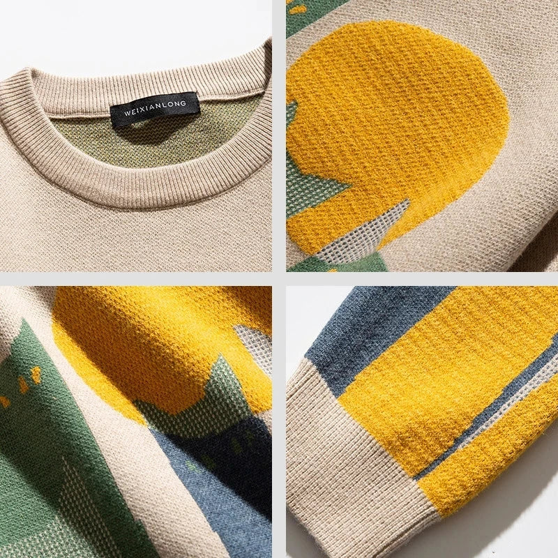 Truien Heren | Oversized | Ronde Hals & Katprint | Casual Kleding