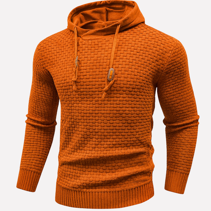 Heren Basket-Weave Pullover Hoodie in oranje, Gestructureerde Textuur