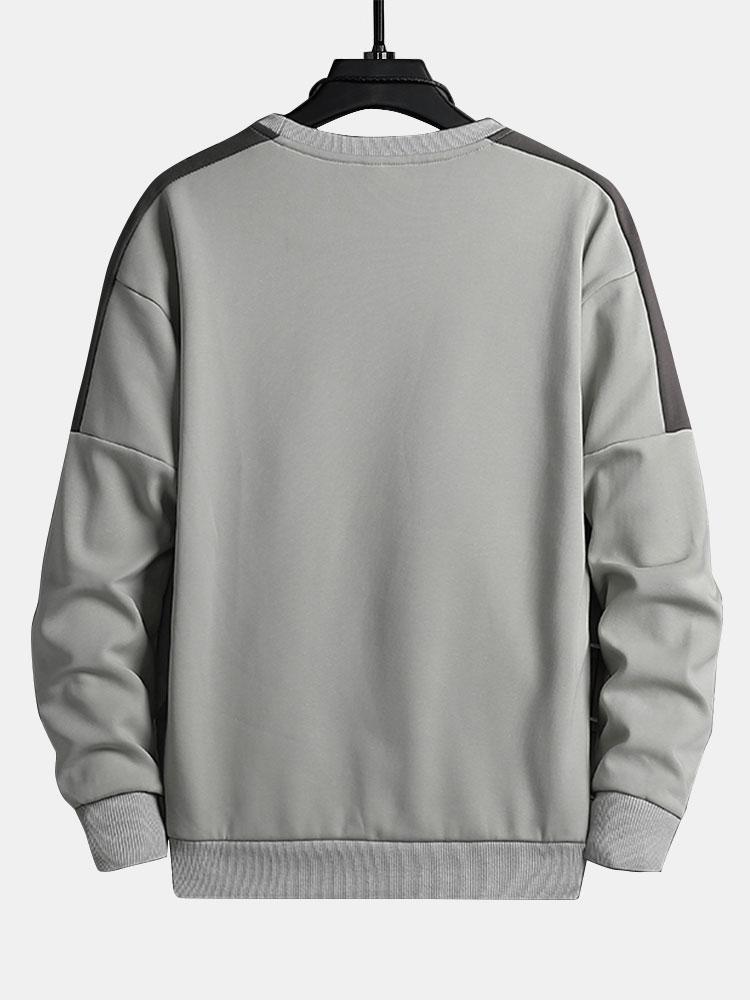 Heren Bergprint Crew Neck Sweatshirt - Relaxed Fit Streetwear