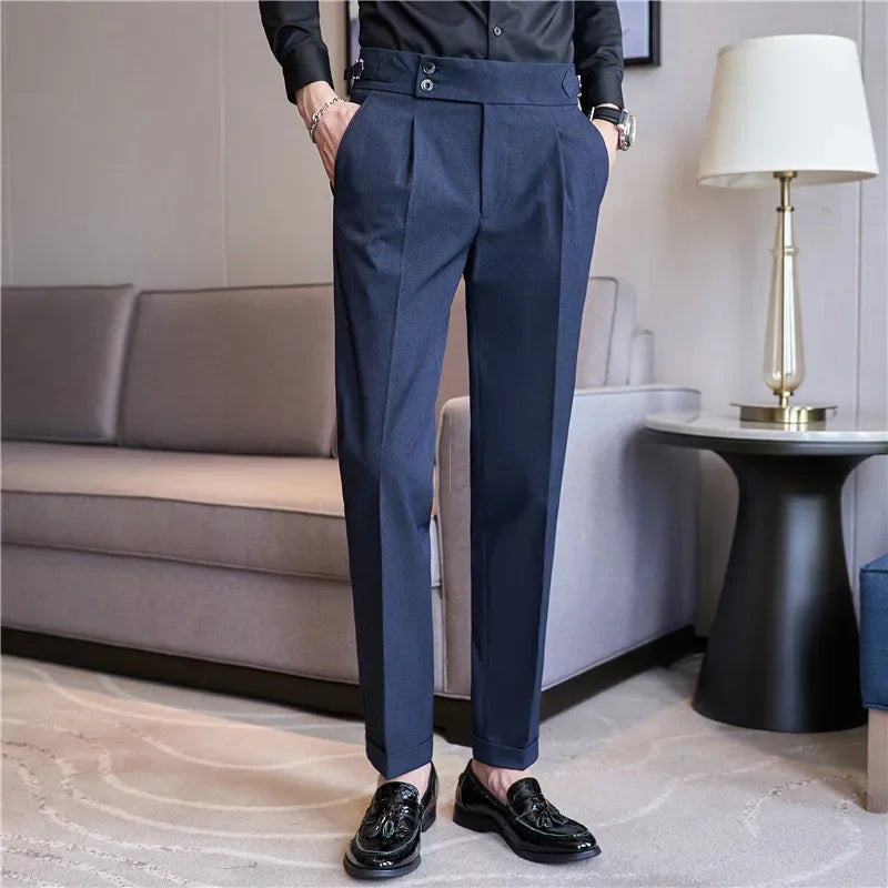Heren Broek met Dubbele Plooi - Elegant Taps Toelopend
