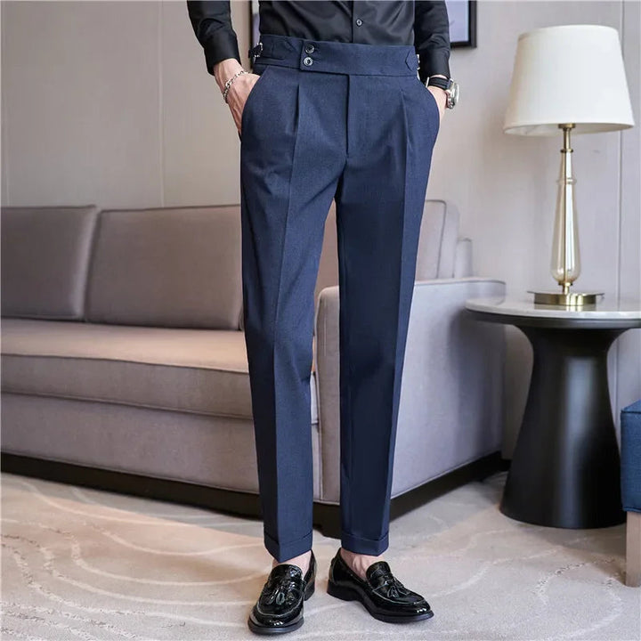 Heren Broek met Dubbele Plooi - Elegant Taps Toelopend